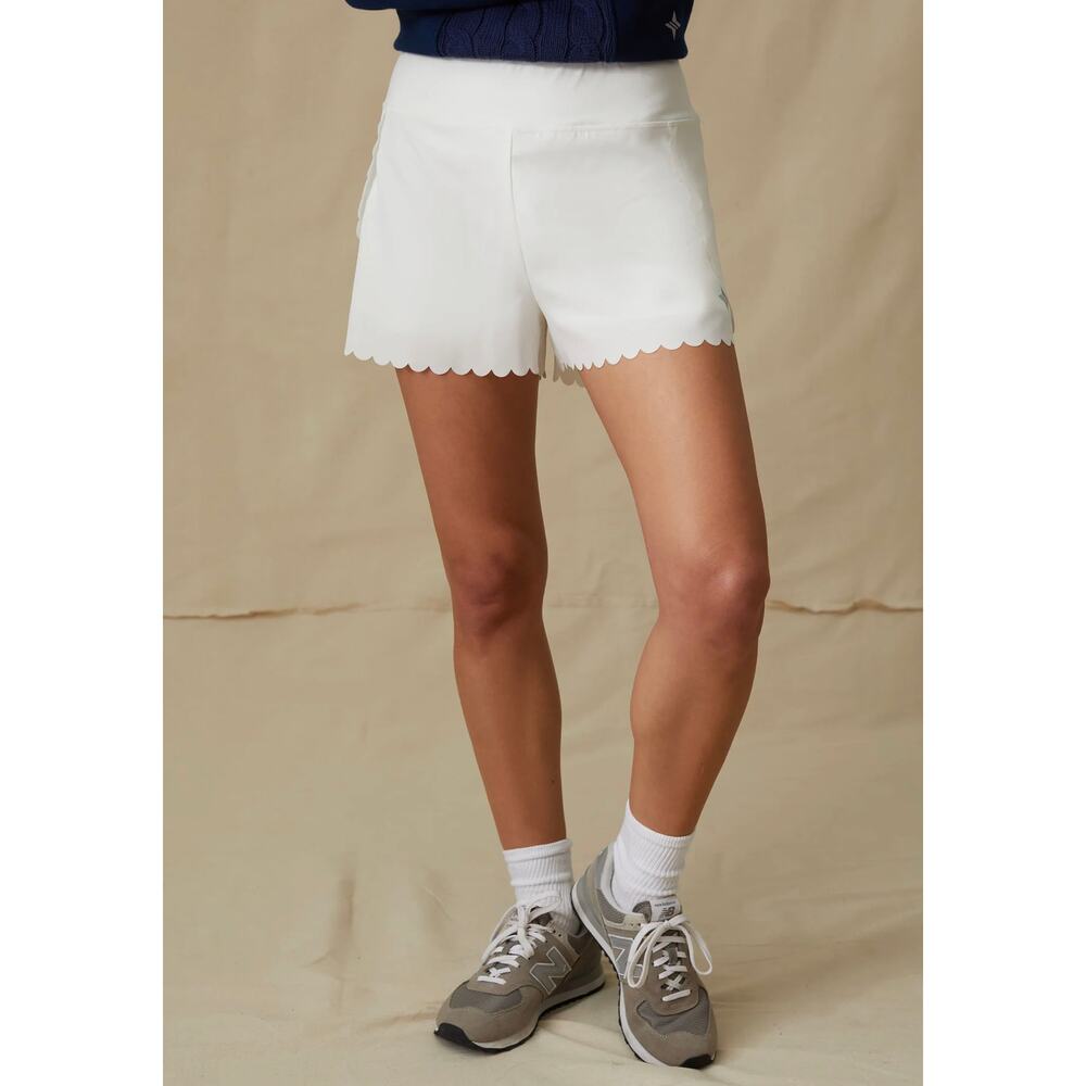 Tuckernuck White Scallop Hem Knit Shorts